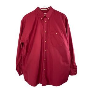 Orvis Men's Burgundy Cotton Button Down Casual Long Sleeve Shirt Size Large